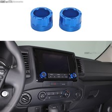 Cubierta de perilla de consola de radio Nissan Frontier 2022-2025 2 piezas aluminio azul