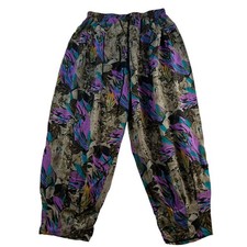 Vtg 90s Mr. K Large Petite LP Pants MC Hammer Floral Tapered Grunge Street Punk