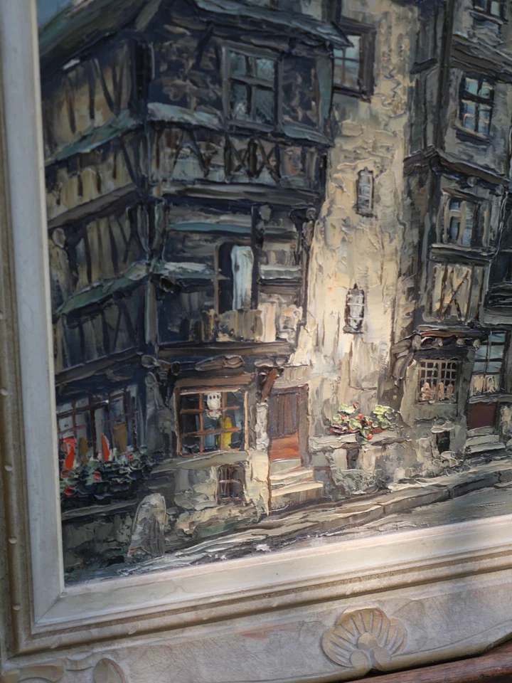 HST peinture couteau Boyer maison de bourg normande colombage RBN25BOY001 - Photo 3/4