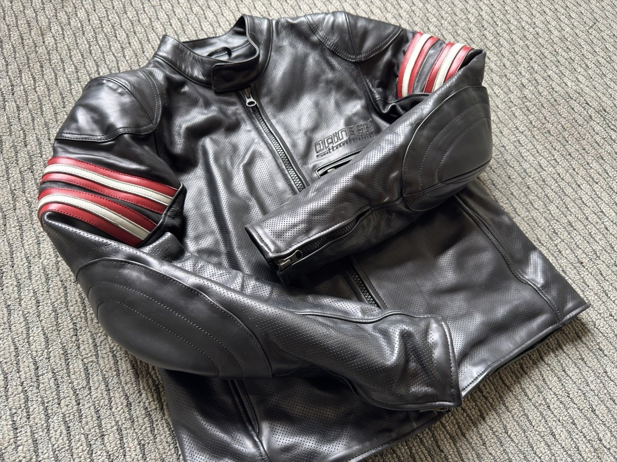 Dainese Settantadue Rapida 72 Leather Motorcycle Jacket Men SZ 48