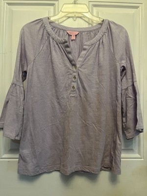 Awesome Lily Pulitzer Women s Lavender Top Blouse Shirt Belle Sleeves XXS  EUC