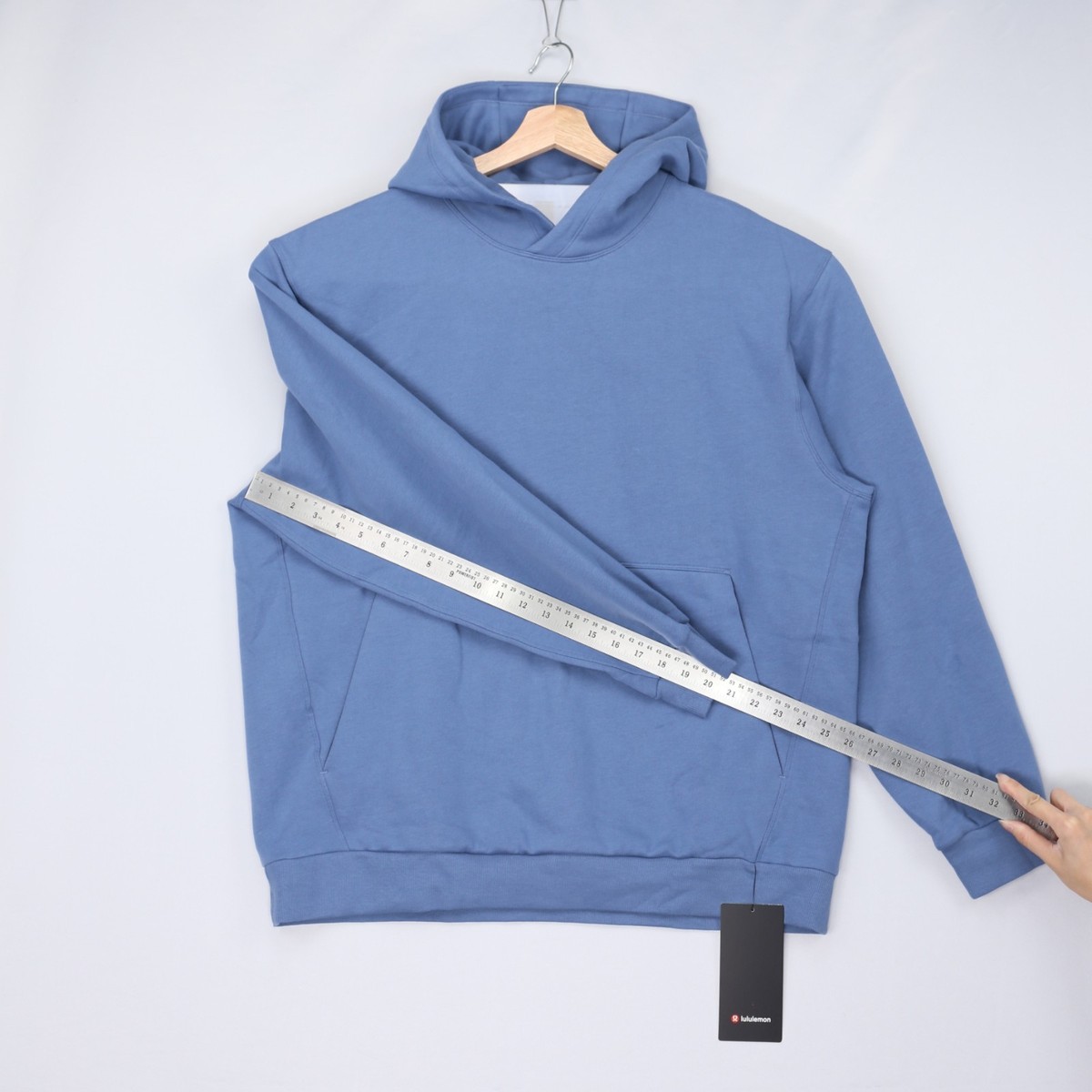 Lululemon Mens Steady State Pullover Hoodie Washed Denim Blue Size