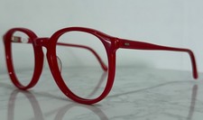 Vintage TAXI Eyeglass Frames 54-22 Red Round Non-Prescription Plano Lenses