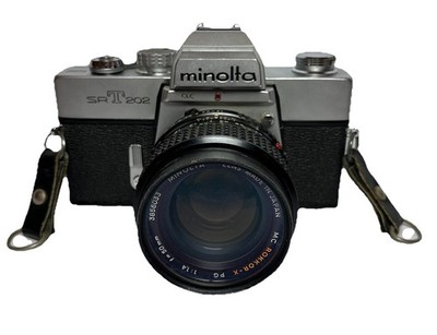 Minolta SRT 202 35mm SLR Film Camera Manual Vintage 1:14 f=50mm MC Rokkor-X Lens