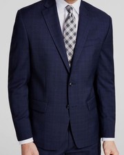 Michael Kors Men's Blue Plaid Wool Classic Fit Sport Coat Suit Jacket Size 40R