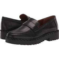 Carol Black Leather Franco Sarto Loafer Flats