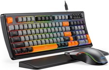 Sablute GKM21 Wired Curved Gaming Keyboard w/ Wrist Rest Mouse Combo