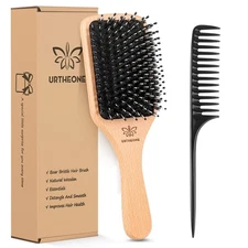 Hair Brush Boar Bristle Hairbrush for Thick Curly Thin Long Natural Wood 