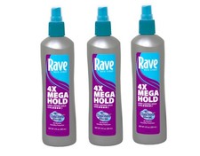 Rave 4X Mega Hairspray with Clima Shield, Unscented 11 oz Pack of 3