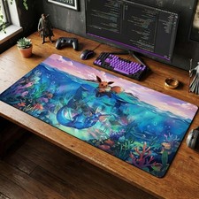 Eevee Vaporeon Underwater Scene Desk Mat, Anime Gaming Mouse pad