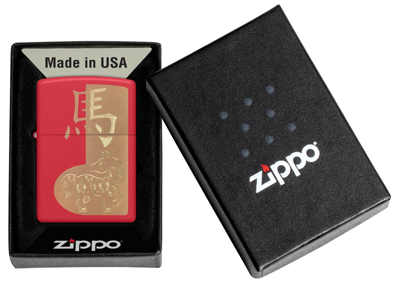 Zippo Windproof Red Matte Year of the Horse Lighter, 46931 New In Box