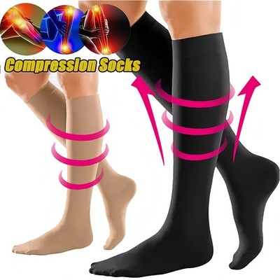 3 Pairs Compression 20-30mmHg Graduated Support Socks Stockings Calf Mens Womens