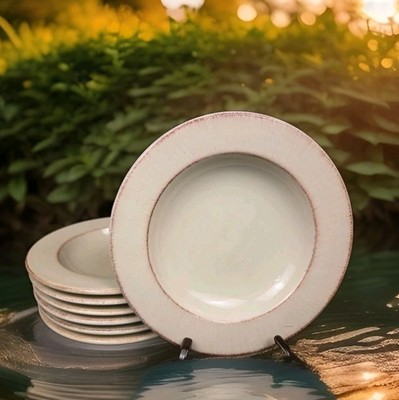 Pier 1 Handpainted Earthenware Toscana Ivory Set Of 7 Soup Bowls 9½ in
