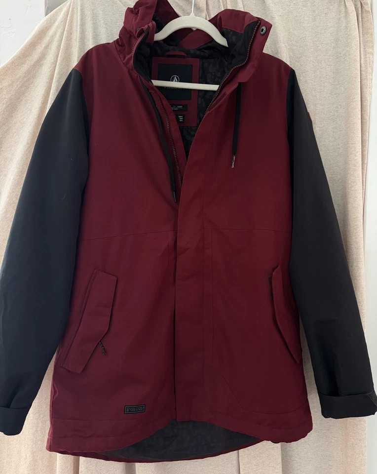 Volcom Bolt Insulated Jacket Burgundy Red 10K Waterproof Womens L Long EQS Fit - Image 2 of 4