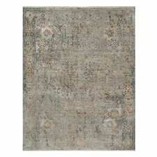 7'9"x10' Gray Broken and Erased Mamluk Design Hand Knotted 100% Wool Rug R91442