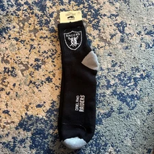 Crew Socks 9-11 Oakland Raiders Black Knit Silver Gray Shield Las Vegas