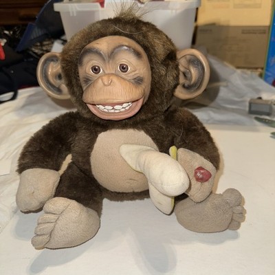 JUST FOR LAUGHS 12  Laughing Monkey Stuffed Animal Ape Doll With Banana working