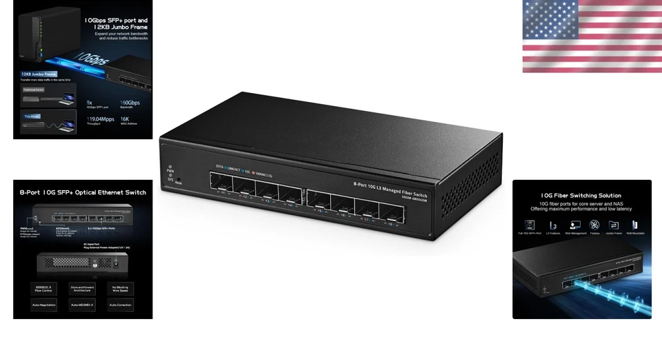 Metal Fanless 10G SFP Managed Switch - 8 Ports for Enhanced Network Performance - Image 2 of 4