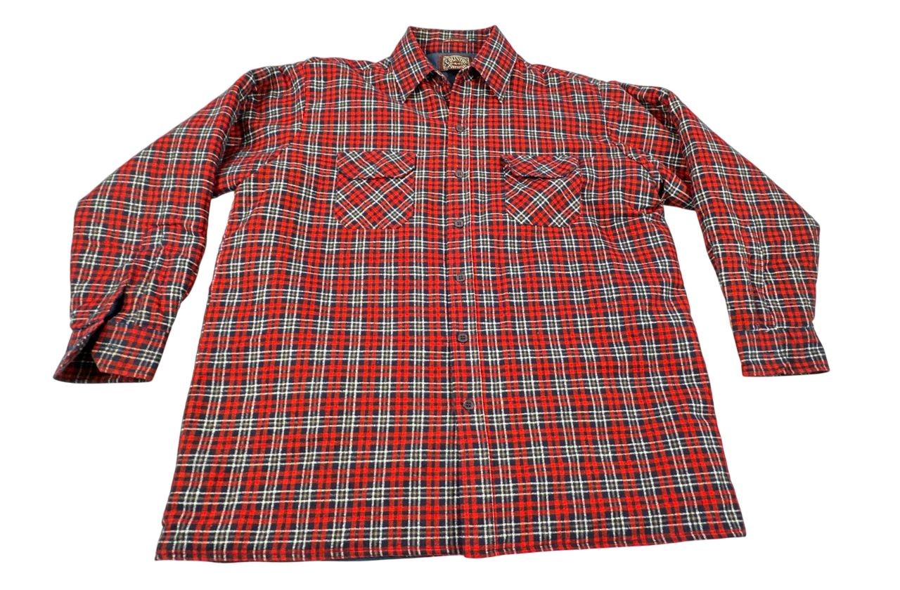 Country Touch Red Plaid Quilted Heavy Flannel Button Up Shirt. Men's - Size XL