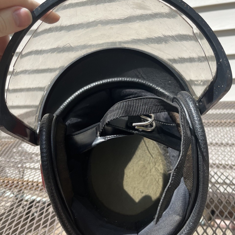 Vintage A F/X Red Glitter Flakes Motorcycle Helmet White Racing Stripes