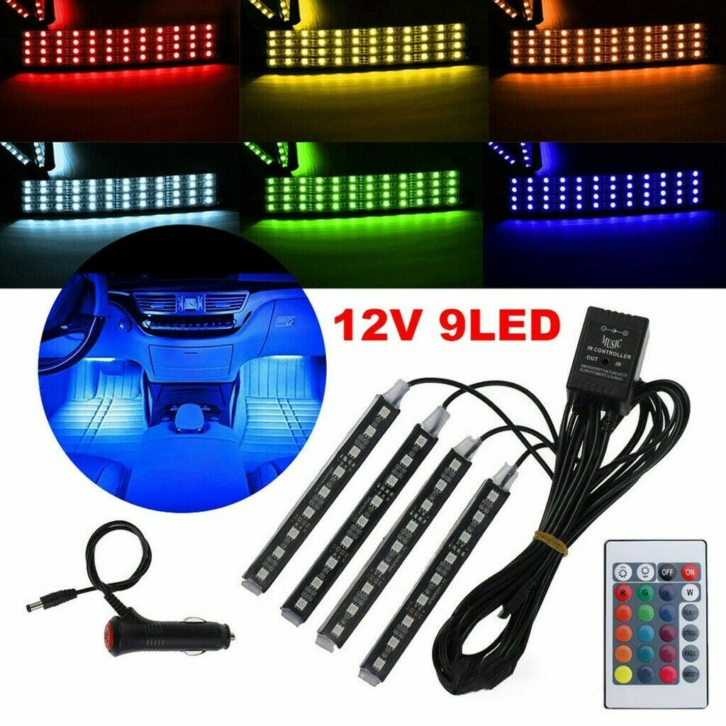 Yctze Luci LED Per Auto RGB Con Sensore Musicale – Strisce Multicolori Per Interno, Controllo APP, 6 Pezzi - 2