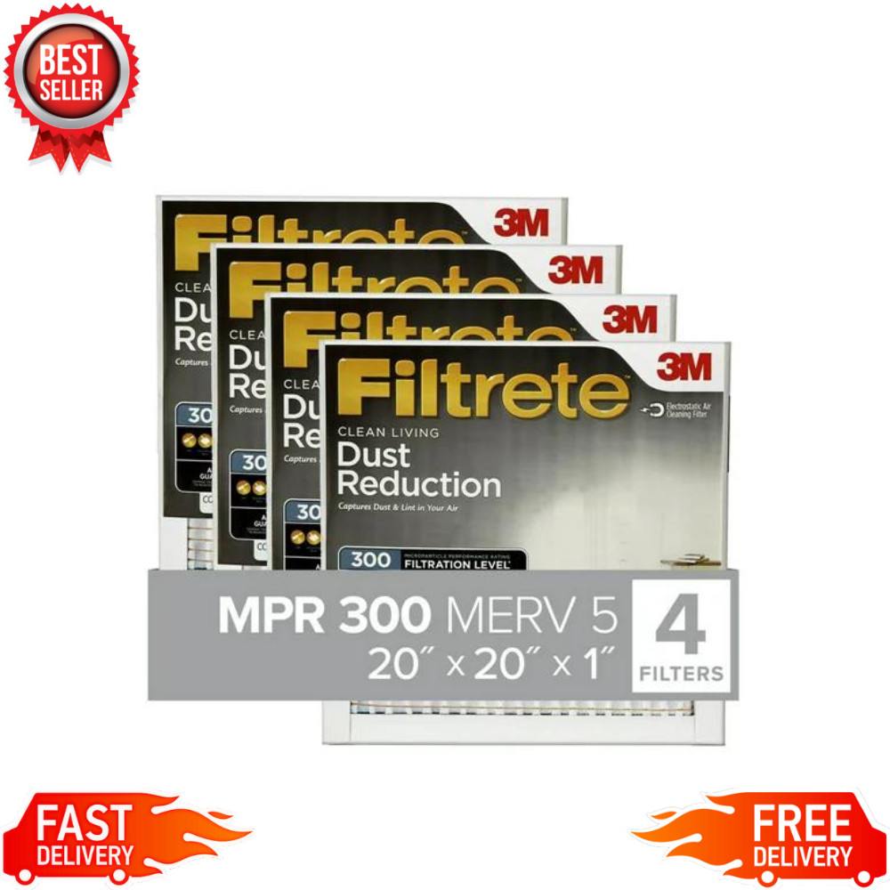 Filtrete by 3M 20x20x1 MERV 5 Dust Reduction HVAC Furnace Air Filter, 4