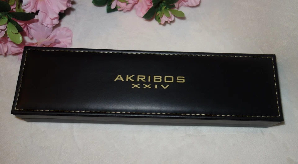 Akribos XXIV AK468BK Women's Crystal Swiss Quartz MOP Strap Watch new - Image 4 of 4