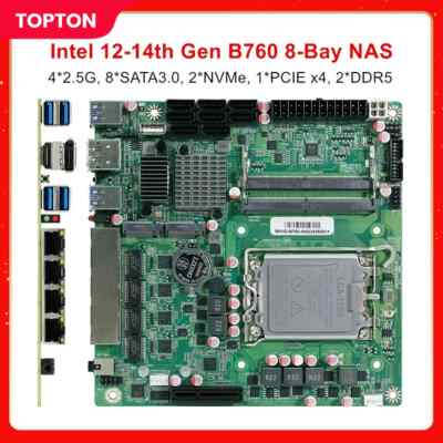 B760 8-Bay NAS Motherboard Intel 12-14th Gen LGA1700 8*SATA 2*NVMe 4*2.5G 1*PCIE