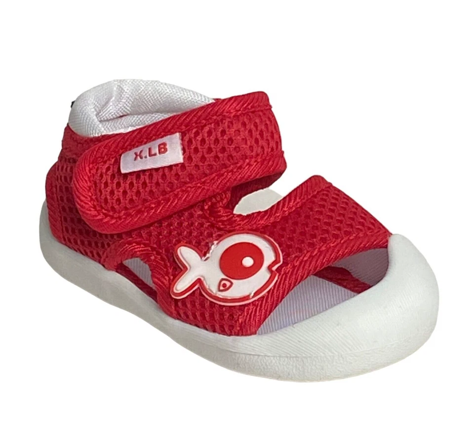 Sandalias deportivas de malla con suela de goma rojas para caminar para bebés 2 Foto 3 de 4