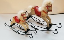 Antique Wood and fur rocking horses, farmhouse design, 2 Wood hand crafted