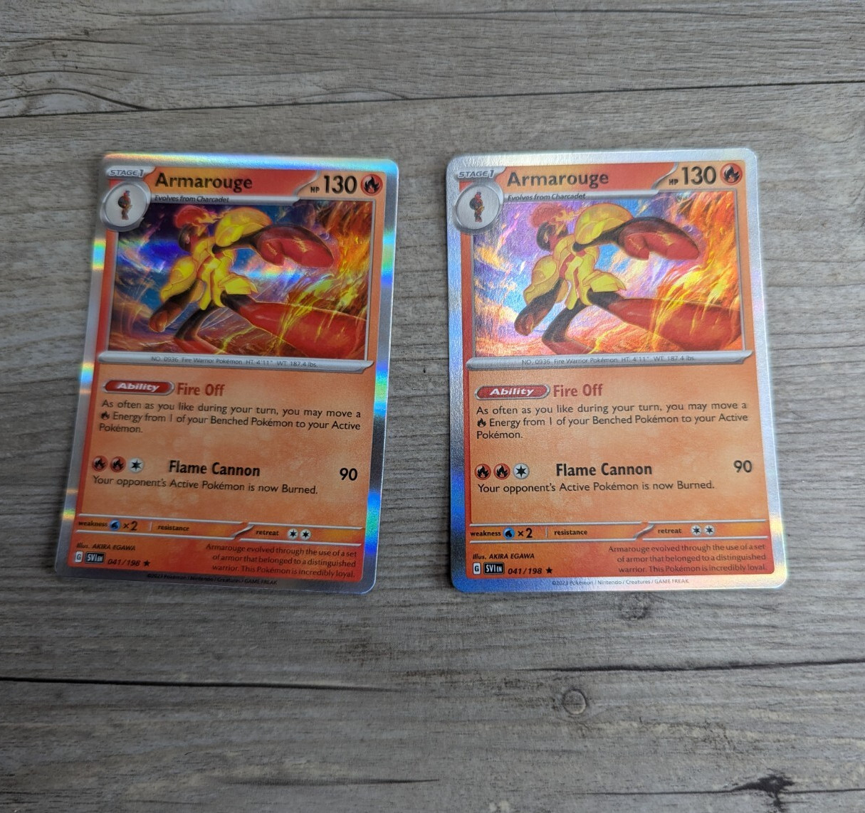 Armarouge x2 Holo Pokemon TCG Card Nintendo 2023 41/198 Scarlet & Violet