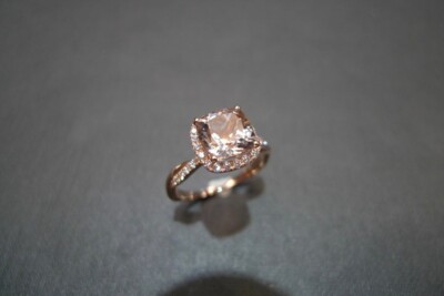 14K Rotgold Verlobungsring Diamant Lab Grown Cushion Cut 2,80 Karat Morganit