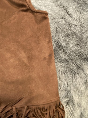 Steve Madden Brown Faux Vegan Suede Short Country Western Fringe Vest OSFM - Picture 5 of 12