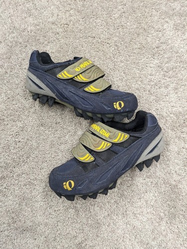 pearl izumi womens 38 Cycling Shoes US 7 Suede Blue Gray Yellow Mountain Biking