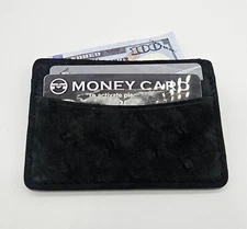 Black Suede Genuine Ostrich 5 Pocket Card Case - USA
