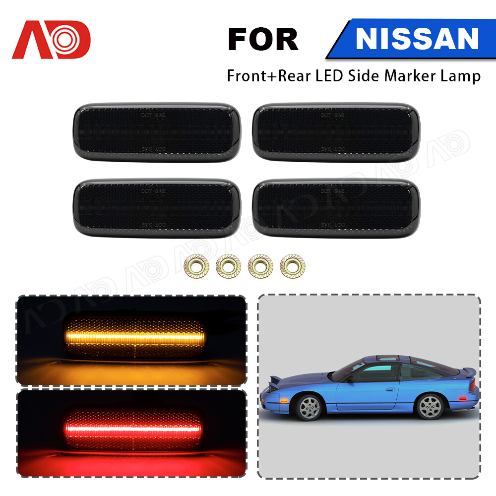 m3です♡ For 1989-1994 Nissan 240SX S13 Smoked Amber Red LED Side Marker
