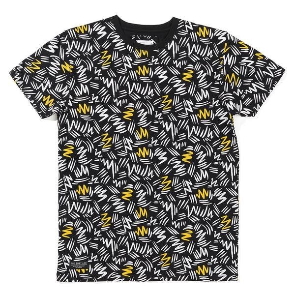 Футболка с зигзагообразной надписью Тихая жизнь, черная, большого размера