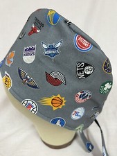Men/Women Surgical Scrub Cap Lined Multi Teams Basketball 100 Cotton