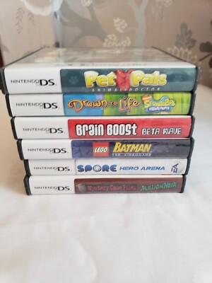 6-Pc Lot Nintendo DS Games Pet Pals Spongebob Lego Batman Spore MillionHeir More