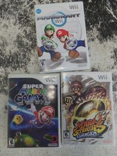 Lot of 3 Wii Replacement Cases Cover Art Inserts Mario Kart Galaxy Strikers