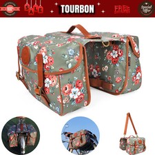 TOURBON Canvas Bicycle Bag Strap Pack Bike Pannier Rear Rack Trunk Market Case