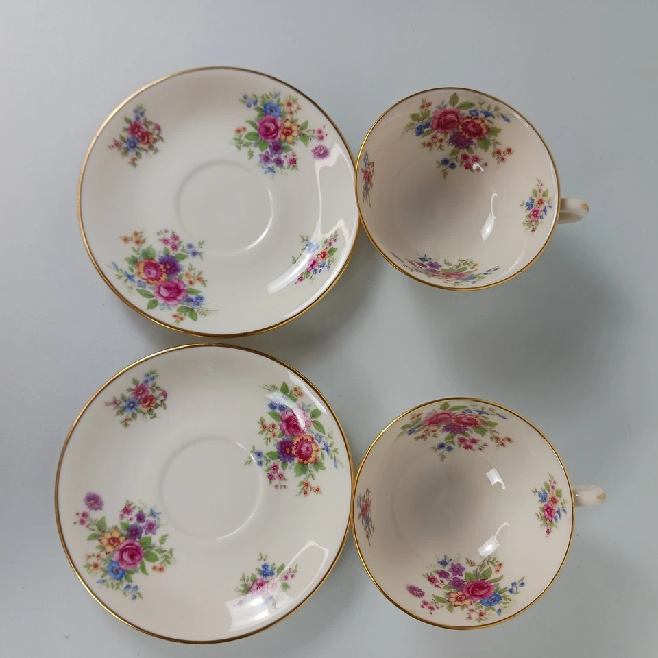 Juego de 2 tazas y platillos Lenox Vintage Aurora L-347 patrón descontinuado... Foto 4 de 4