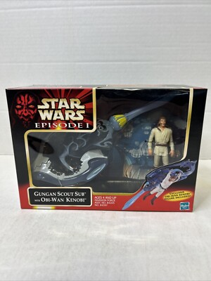 NEW STAR WARS 1999 EPISODE I 1 GUNGAN SCOUT SUB WITH OBI-WAN KENOBI FIGURE! Z2