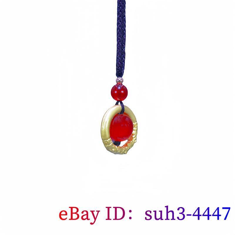 Red Real Jade Bead Pendant Necklace Natural Jewelry 18K Gold Plated ...