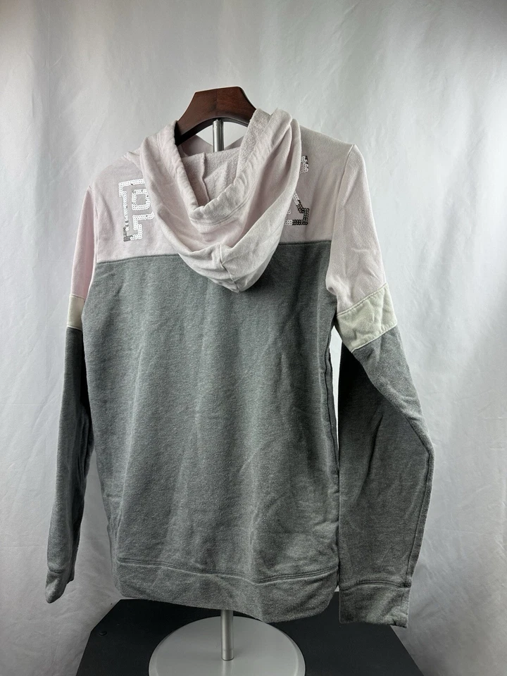 РОЗОВЫЙ Victoria Secret женщин капот шеи толстовка с капюшоном серый/кремовый/розовый собаки нашивка Sz маленький - Изображение 3 из 4