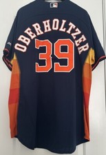 Practice Worn Majestic Houston Astros Brett Oberholtzer MLB Authen Jersey