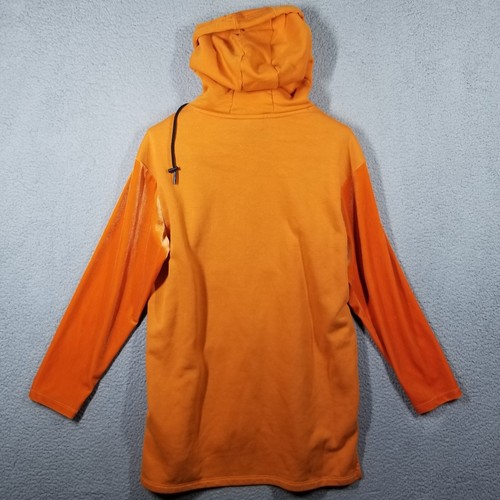 Adidas Sweatshirt Womens Small Oversize Hoodie Long Tunic Orange Velvet Arms - Picture 8 of 9
