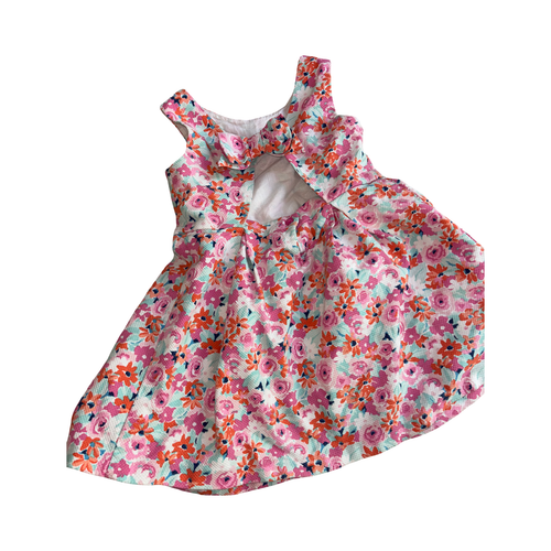 Janie and Jack Floral Pique Dress Watercolor Bloom Girls size 4 Pink Summer - Picture 13 of 14