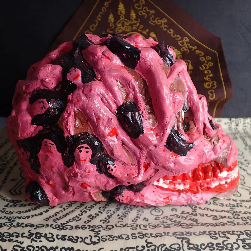 ENORME estatua calavera vudú tailandés Hong Prai (rey fantasma), amor y atracción, LP Chan Foto 3 de 4