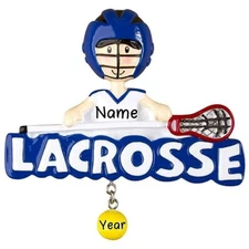 Personalized " Lacrosse Boy " Christmas Hanging Tree Ornament HOLIDAY GIFT